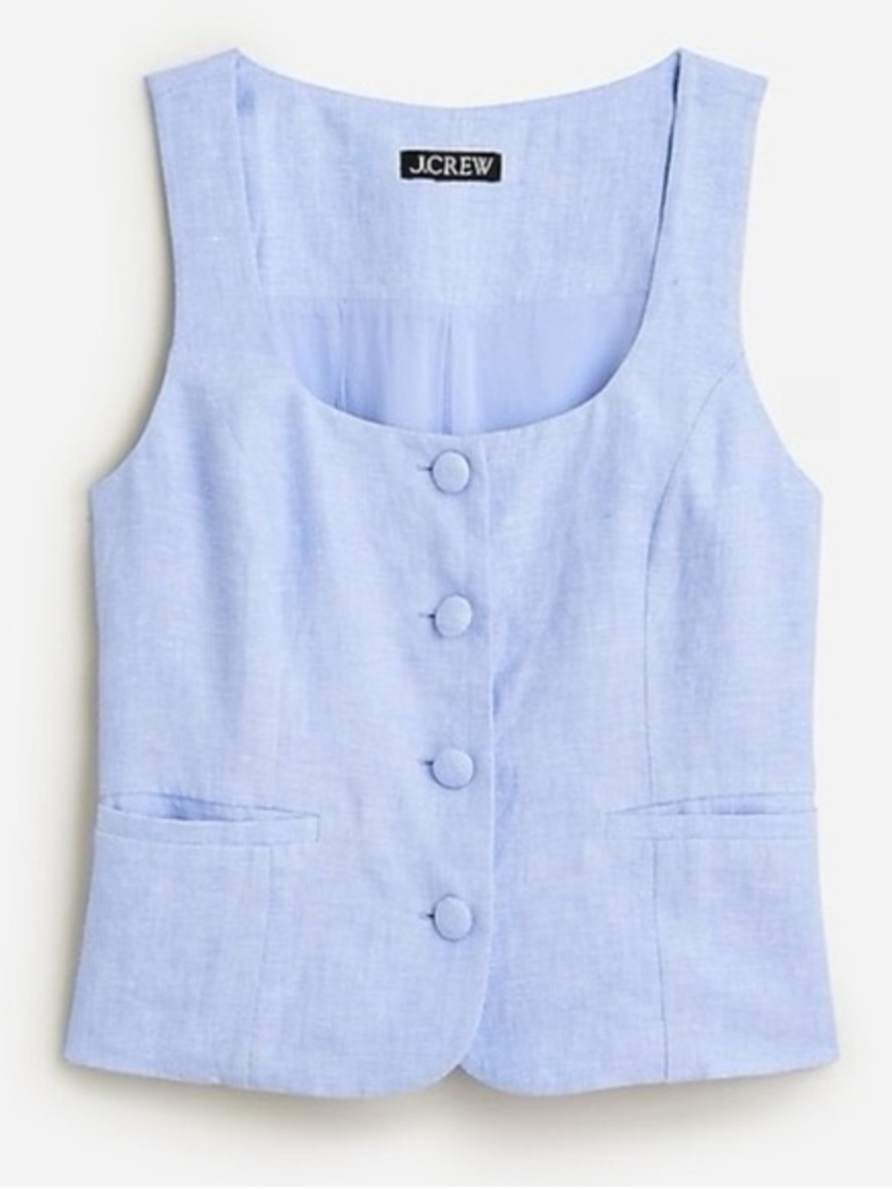 J.Crew Scoop-Neck Linen-Blend Vest in French Blue